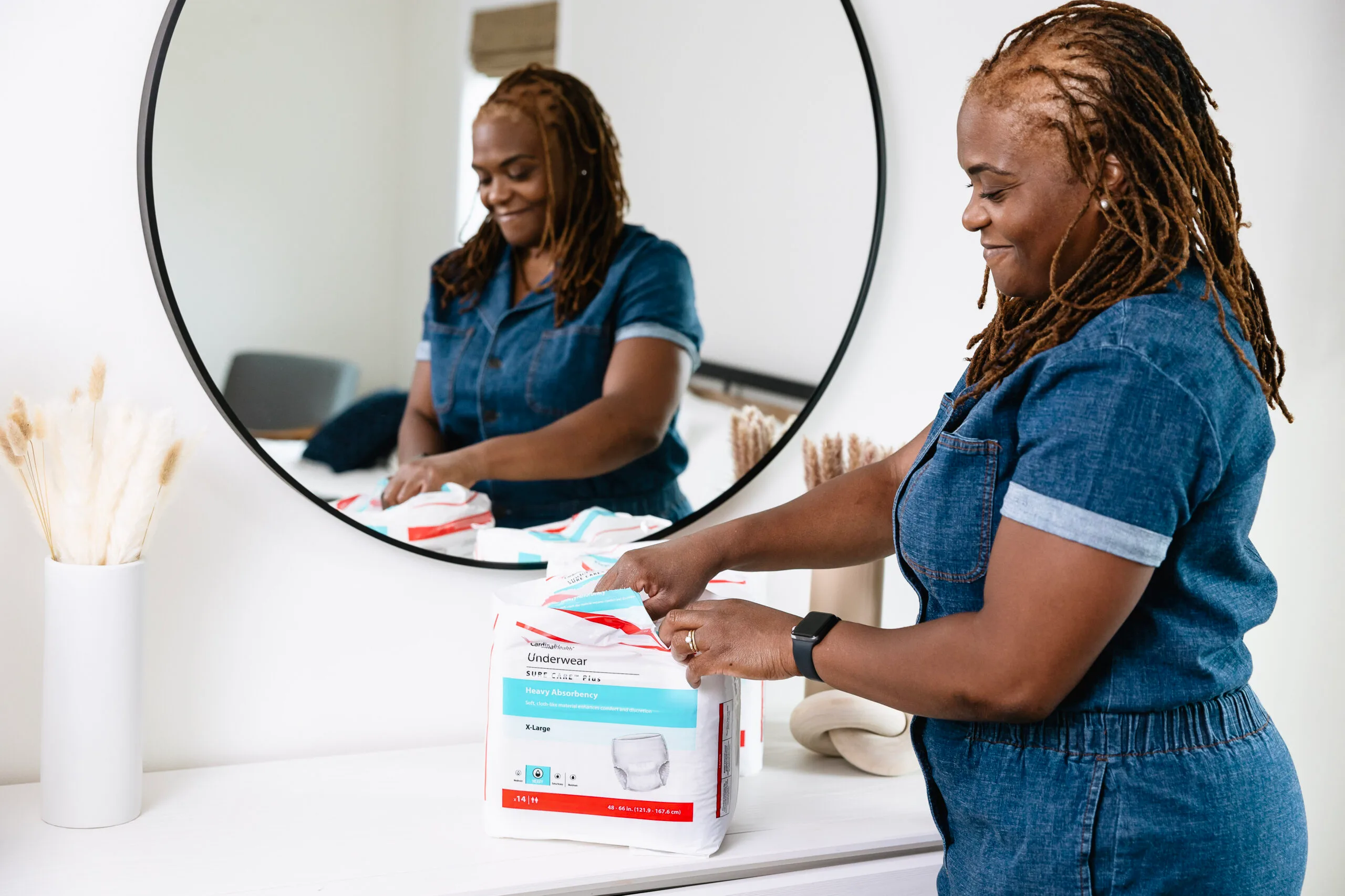 Women with incontinence supplies