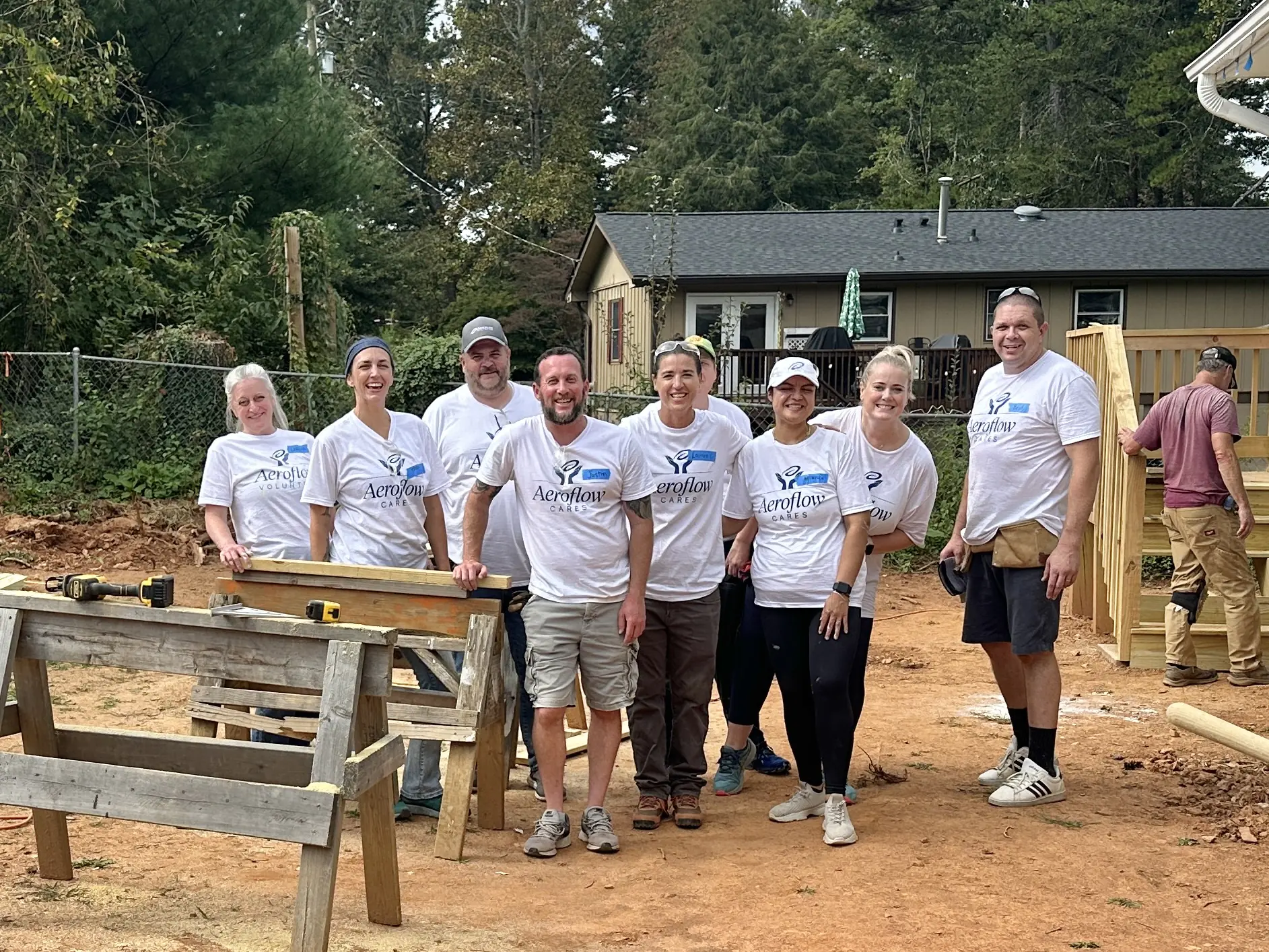 Group of volunteers at build site
