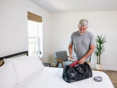 Man with sleep apnea mask